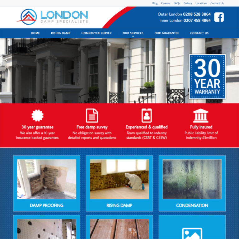 Damp removal website designer Leicester