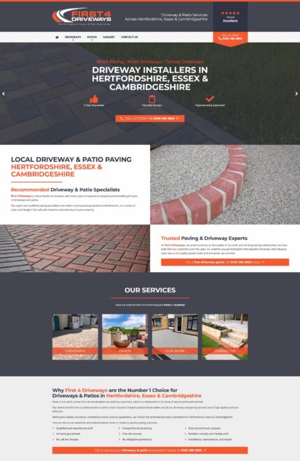 Driveways and patios web designers in UK