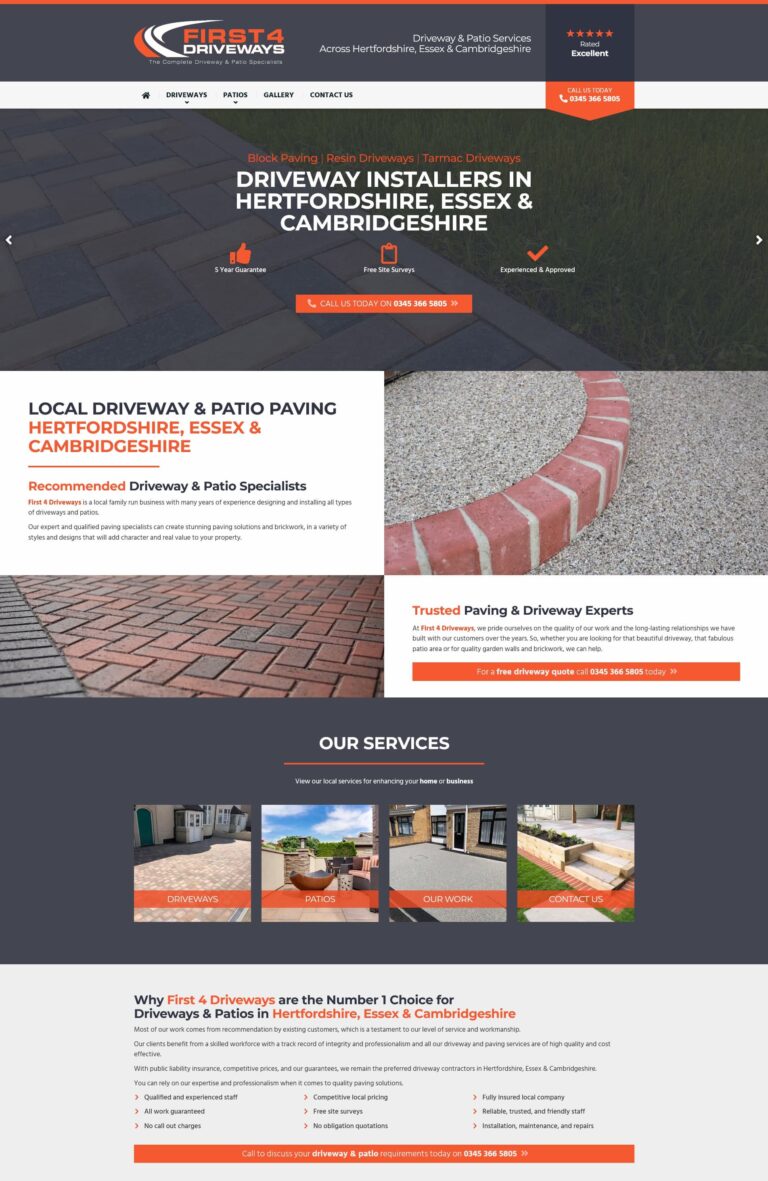 Driveways and patios web designers in Wellingborough