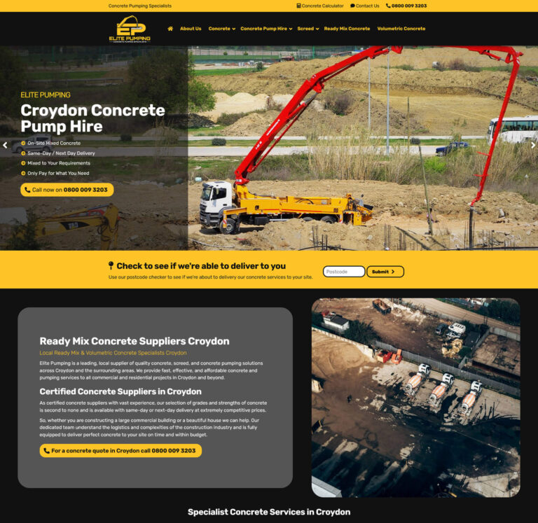 Concrete pumping website design Gainsborough