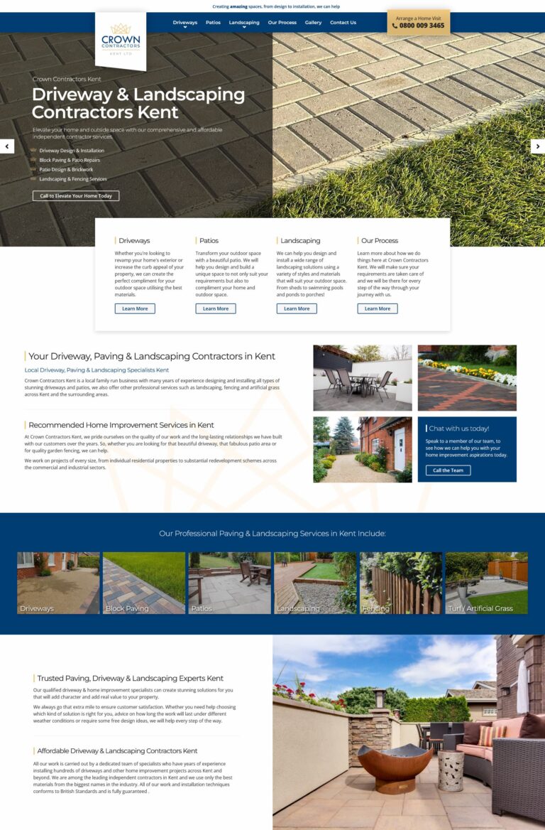 Paving & landscaping website design company in Worcester