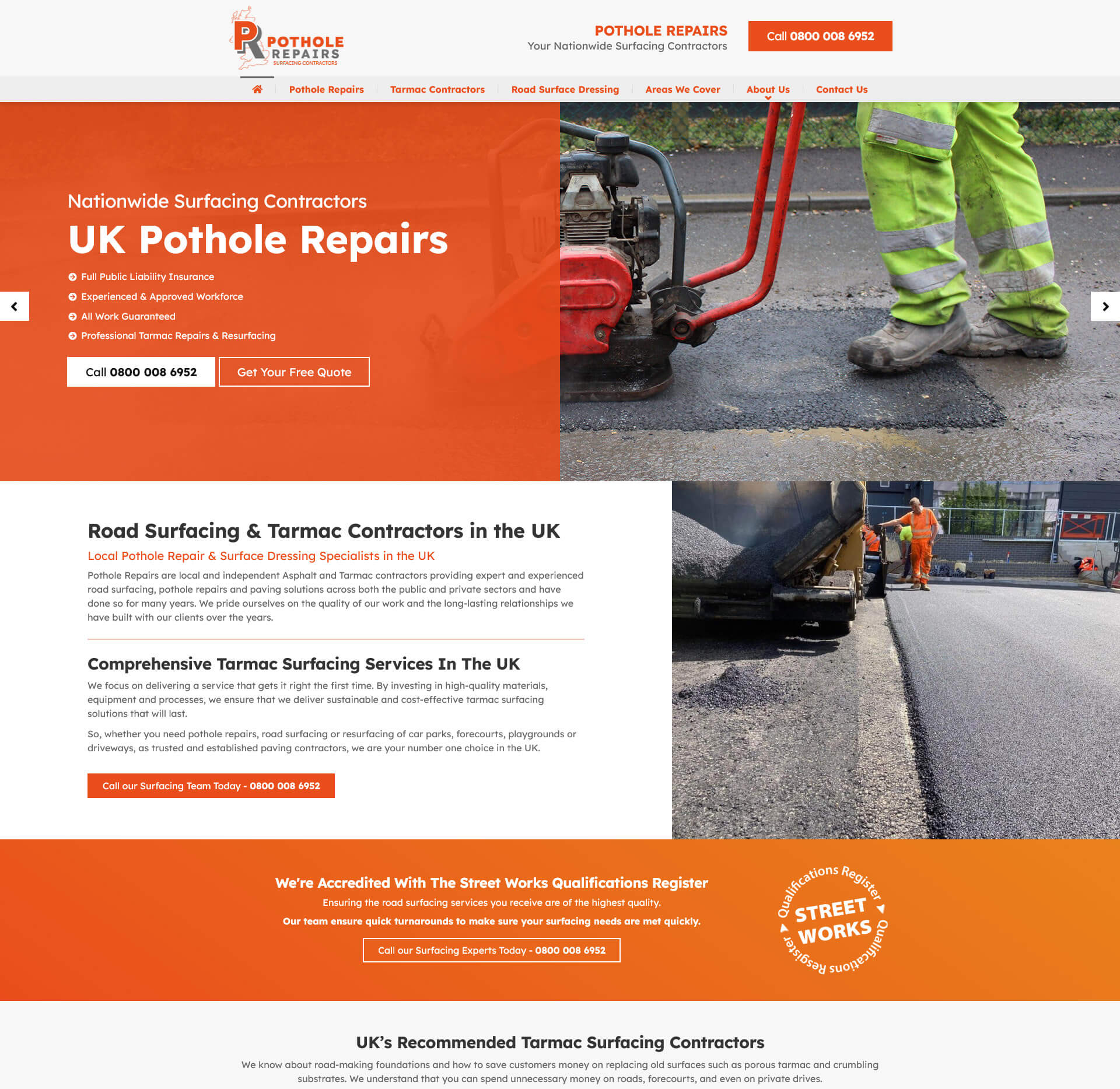 Pothole repair website designer in [city]