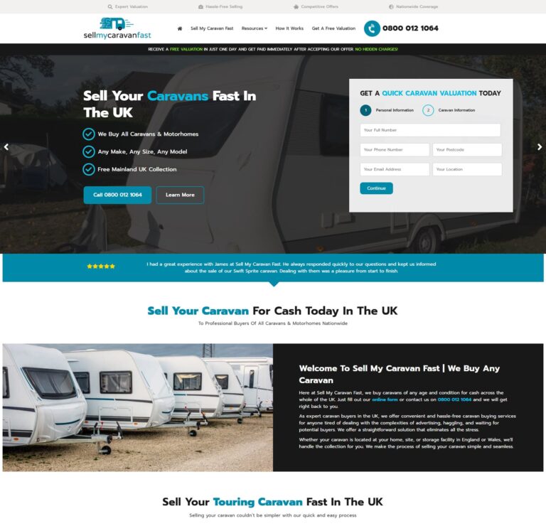 Expert caravan website designers in Stanhope