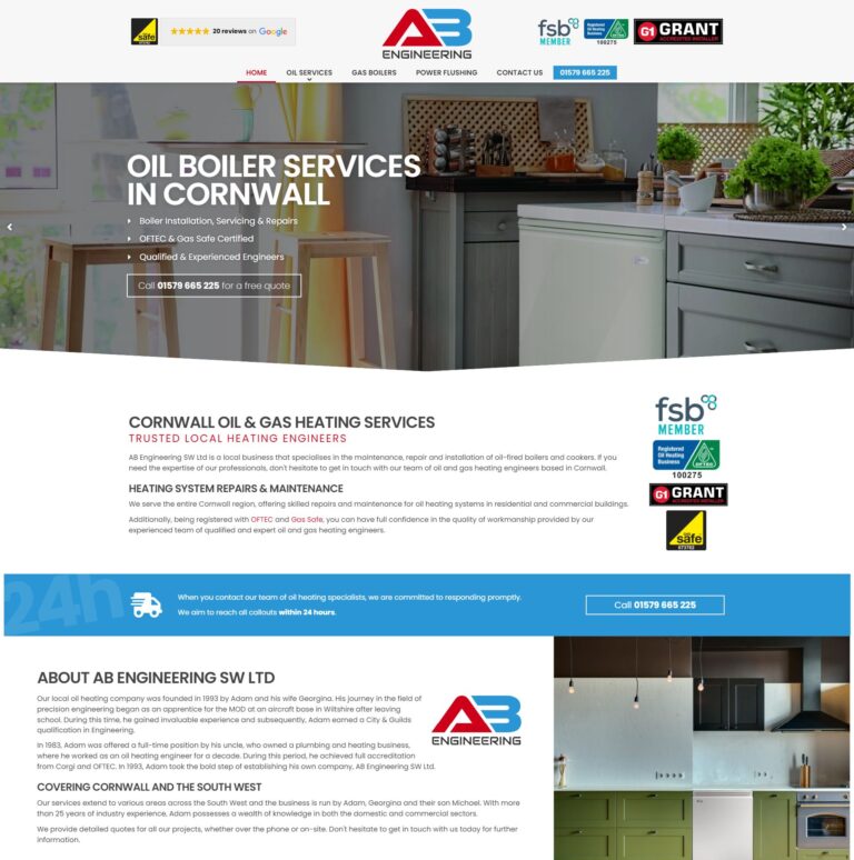 Website designers for boiler companies Ipswich