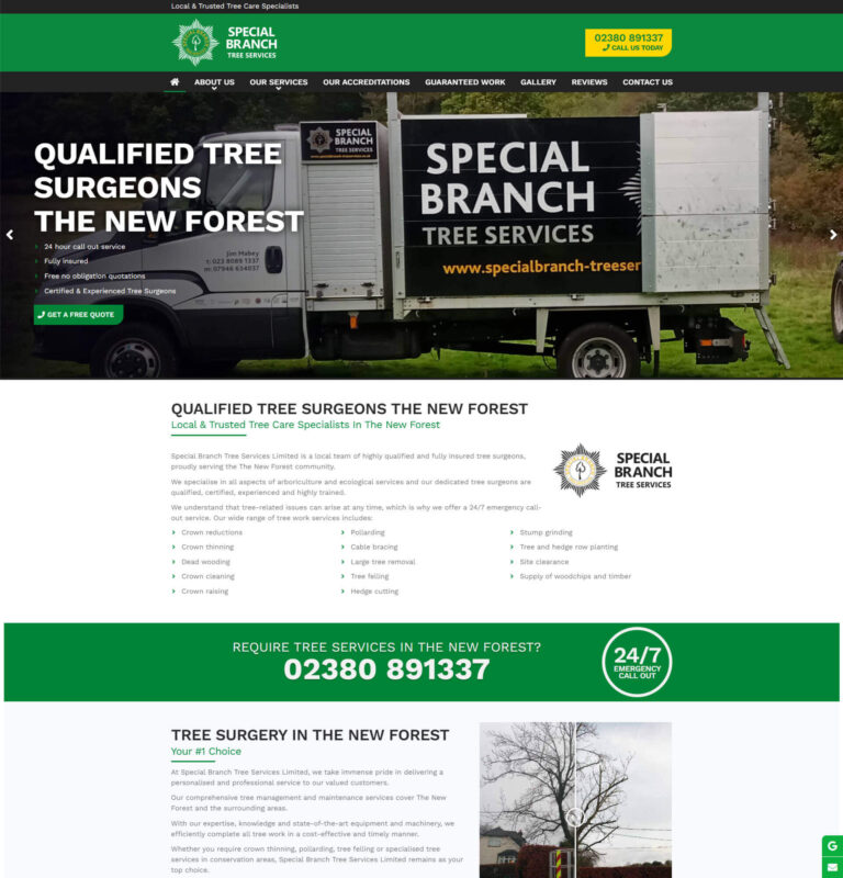 Tree services web design near Preston
